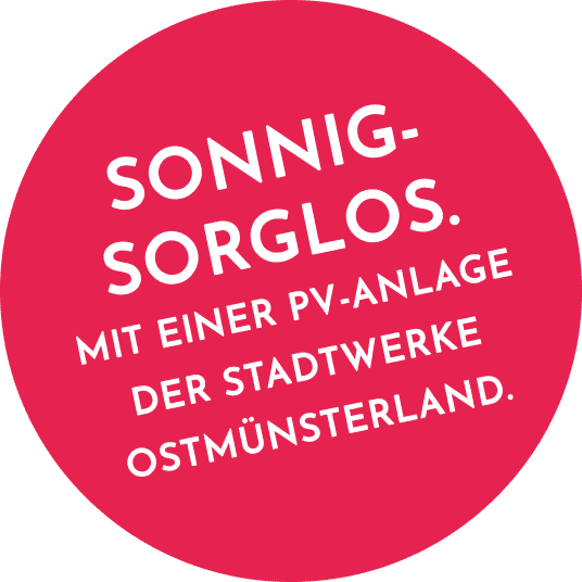 Störer "Sonnig-sorglos. Mit einer PV-Anlage der Stadtwerke Ostmünsterland."